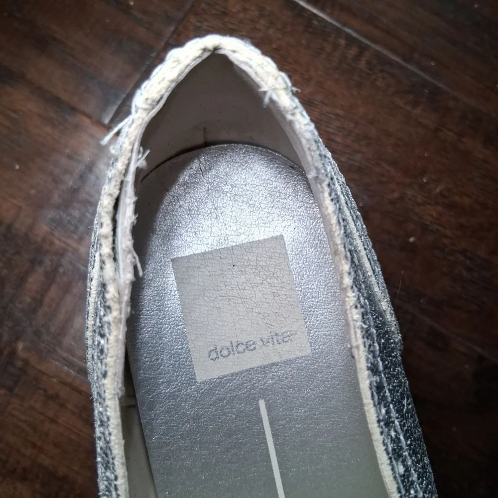 Dolce Vita Jhenee Silver Metallic Leather Platform Loafer Sneaker